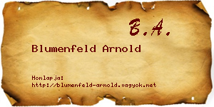 Blumenfeld Arnold névjegykártya